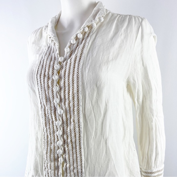 Soft Surroundings Women's White Long Sleeve Casual Button Down Top Size Petite S - Picture 3 of 10